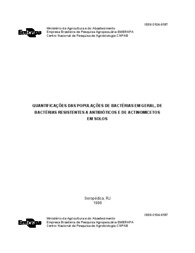 Thumbnail de Quantificações das populações de bactérias em geral, de bactérias resistentes a antibióticos e de actinomicetos em solos.