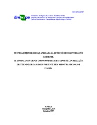 Thumbnail de Técnicas imunológicas aplicadas à detecção de bactérias no ambiente. II. Uso de anticorpos como sondas em estudos de localização destes microrganismos presentes em amostras de solo e planta.