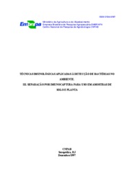 Thumbnail de Técnicas imunológicas aplicadas à detecção de bactérias no ambiente. III. Separação por imunocaptura para uso em amostras de solo e planta.