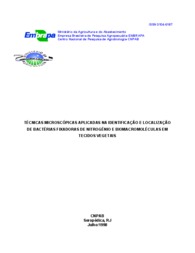 Thumbnail de Técnicas microscópicas aplicadas na identificação e localização de bactérias fixadoras de nitrogênio e biomacromoléculas em tecidos vegetais.