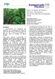 Thumbnail de Banco de dados de plantas arbóreas, herbáceas e arbustivas para fins de adubação verde.