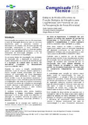 Thumbnail de Estirpes de rizóbio eficientes na fixação biológica de nitrogênio para leguminosas com potencial de uso na recuperação de áreas mineradas.