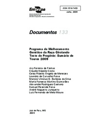 Thumbnail de Programa de melhoramento genético da raça Girolando: teste de progênie: Sumário de Touros 2009.