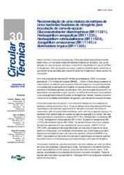 Thumbnail de Recomendação de uma mistura de estirpes de cinco bactérias fixadoras de nitrogênio para inoculação de cana-de-açúcar: Gluconacetobacter diazotrophicus (BR 11281), Herbaspirillum seropedicae estirpe (BR 11335), Herbaspirillum rubrisubalbicans (BR 11504), Azospirillum amazonense (BR 11145) e Burkholderia tropica (BR 11366).