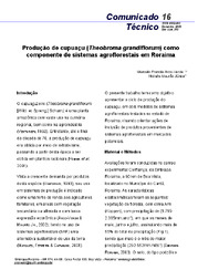 Thumbnail de Produção de cupuaçu (Theobroma grandiflorum) como componente de sistemas agroflorestais em Roraima.