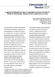 Thumbnail de Lagartas desfolhadoras (insecta: lepidoptera) da soja cultivada em Roraima: identificação, biologia, danos e práticas de controle.