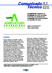 Thumbnail de Variabilidade espacial da fertilidade do solo em área cultivada em sistema de integração lavoura-pecuária: um estudo de caso.