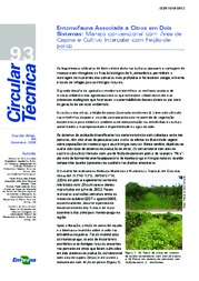 Thumbnail de Entomofauna associada a citros em dois sistemas: manejo convencional com área de capina e cultivo intercalar com feijão de porco.