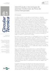 Thumbnail de Identificação e tecnologia de plantas medicinais da flora de clima temperado.