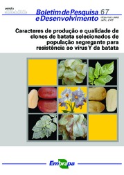 Thumbnail de Caracteres de produção e qualidade de clones de batata selecionados de população segregante para resistência ao vírus Y da batata.