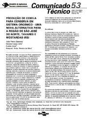 Thumbnail de Produção de cebola para conserva em sistema orgânico: uma nova alternativa para a região de São José do Norte, Tavares e Mostardas (RS).