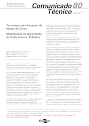 Thumbnail de Tecnologia para a produção de mudas de citros: maximização da germinação do porta-enxerto 'trifoliata'.