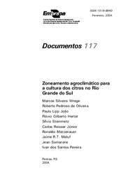 Thumbnail de Zoneamento agroclimático para a cultura dos citros no Rio Grande do Sul.