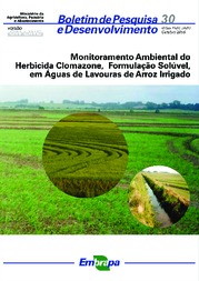 Thumbnail de Monitoramento ambiental do herbicida clomazone, formulação solúvel, em águas de lavouras de arroz irrigado.
