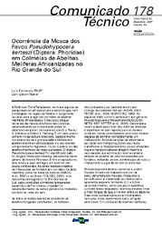 Thumbnail de Ocorrência da mosca dos favos Pseudohypocera kerteszi (Diptera: Phoridae) em colméias de abelhas melíferas africanizadas no Rio Grande do Sul.