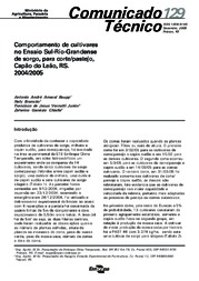 Thumbnail de Comportamento de cultivares no ensaio Sul-Rio-Grandense de sorgo, para corte/pastejo, Capão do Leão, RS. 2004/2005.