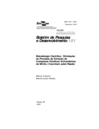 Thumbnail de Metodologia científica: otimização do processo de extração de compostos fenólicos antioxidantes de mirtilo (Vaccinium ashei Reade).