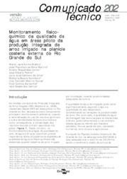 Thumbnail de Monitoramento físico-químico da qualidade da água em áreas piloto da produção integrada de arroz irrigado na planície costeira externa do Rio Grande do Sul.