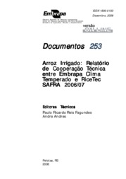 Thumbnail de Arroz irrigado: Relatório de cooperação técnica entre Embrapa CLima Temperado e RiceTec. safra 2006/07.