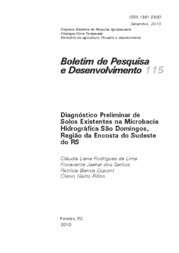Thumbnail de Diagnóstico preliminar de solos existentes na microbacia hidrográfica São Domingos, região da encosta do sudeste do RS.