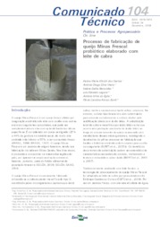 Thumbnail de Processo de fabricação de queijo Minas Frescal probiótico elaborado com leite de cabra.