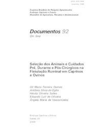 Thumbnail de Seleção dos animais e cuidados pré, durante e pós-cirúrgicos na fistulação ruminal em caprinos e ovinos.