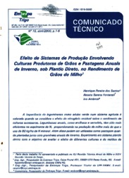 Thumbnail de Efeito de sistemas de produção envolvendo culturas produtoras de grãos e pastagens anuais de inverno, sob plantio direto, no rendimento de grãos de milho.