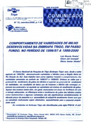 Thumbnail de Comportamento de variedades de milho desenvolvidas na Embrapa Trigo, em Passo Fundo, no período de 1996/97 a 1999/2000.