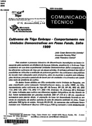 Thumbnail de Cultivares de trigo Embrapa - comportamento nas unidades demonstrativas de Passo Fundo, safra 1999.
