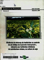 Thumbnail de Eficiência de misturas de herbicidas no controle de um biótipo de Euphorbia heterophylla L. tolerante aos herbicidas inibidores de acetolactase sintase, na cultura da soja.
