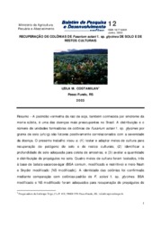 Thumbnail de Recuperação de colônias de Fusarium solani f. sp. glycines de solo e de restos culturais.