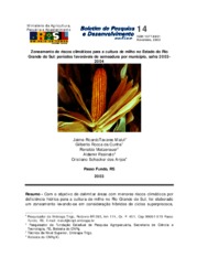 Thumbnail de Zoneamento de riscos climáticos para a cultura de milho no estado do Rio Grande do Sul: períodos favoráveis de semeadura por município, safra 2003-2004.