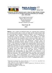 Thumbnail de Zoneamento de riscos climáticos para a cultura de feijão safrinha no estado do Rio Grande do Sul: períodos favoráveis de semeadura por município, safra 2003-2004.