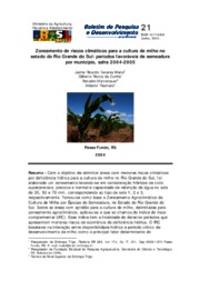 Thumbnail de Zoneamento de riscos climáticos para a cultura de milho no estado do Rio Grande do Sul: períodos favoráveis de semeadura por município, safra 2004-2005.