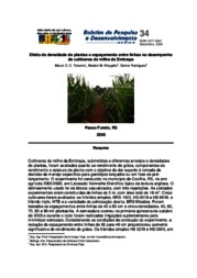 Thumbnail de Efeito da densidade de plantas e espaçamento entre linhas no desempenho de cultivares de milho da Embrapa.