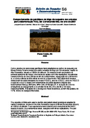Thumbnail de Comportamento de genótipos de trigo de sequeiro nos ensaios para determinação VCU, em Coromandel-MG, no ano de 2007.