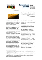 Thumbnail de Custo de produção de trigo e de aveia: estimativa para a safra 2004.