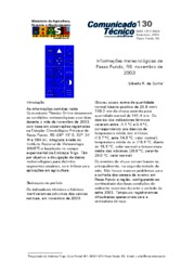 Thumbnail de Informações meteorológicas de Passo Fundo, RS: novembro de 2003.