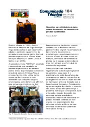 Thumbnail de Dispositivo para distribuição de baixo volume de sementes na semeadura de parcelas experimentais.