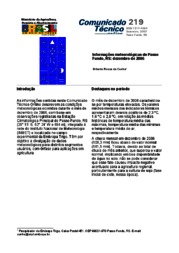 Thumbnail de Informações meteorológicas de Passo Fundo, RS: dezembro de 2006.