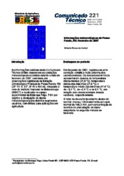 Thumbnail de Informações meteorológicas de Passo Fundo, RS: fevereiro de 2007.