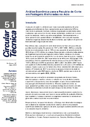 Thumbnail de Análise econômica para a pecuária de corte em pastagens melhoradas no Acre.