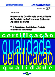 Thumbnail de Processo de certificação de qualidade de produto de software na Embrapa: apostila de curso.