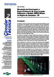 Thumbnail de Simulação do crescimento e desenvolvimento do trigo irrigado utilizando o modelo CERES-Wheat na região de Campinas - SP.