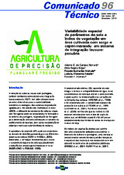 Thumbnail de Variabilidade espacial de parâmetros de solo e índice de vegetação em área cultivada com sorgo e capim-marandu em sistema de integração lavoura-pecuária.