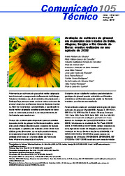 Thumbnail de Avaliação de cultivares de girassol em municípios dos estados da Bahia, Alagoas, Sergipe e Rio Grande do Norte: ensaios realizados no ano agrícola de 2008.