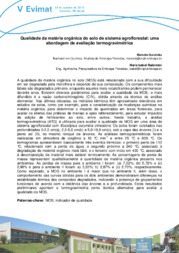 Thumbnail de Qualidade da matéria orgânica do solo de sistema agroflorestal: uma abordagem de avaliação termogravimétrica.