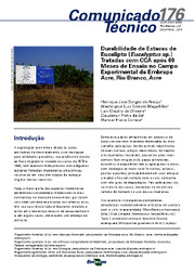 Thumbnail de Durabilidade de estacas de eucalipto (Eucalyptus sp.) tratadas com CCA após 60 meses de ensaio no campo experimental da Embrapa Acre, Rio Branco, Acre.