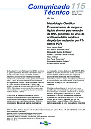 Thumbnail de Processamento de sangue e líquido sinovial para extração de RNA genômico do vírus da artrite-encefalite caprina e diagnóstico molecular por RT-nested PCR.