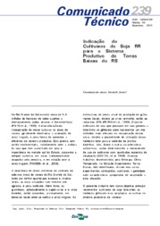 Thumbnail de Indicação de cultivares de soja RR para o sistema produtivo de terras baixas do RS.